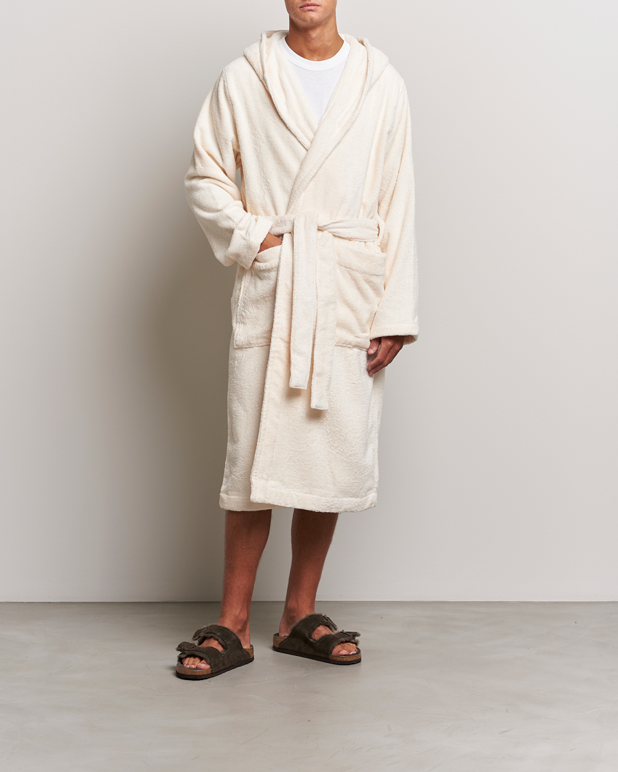 Men | Pyjamas & Robes | Tekla | Organic Terry Hooded Bathrobe Ivory