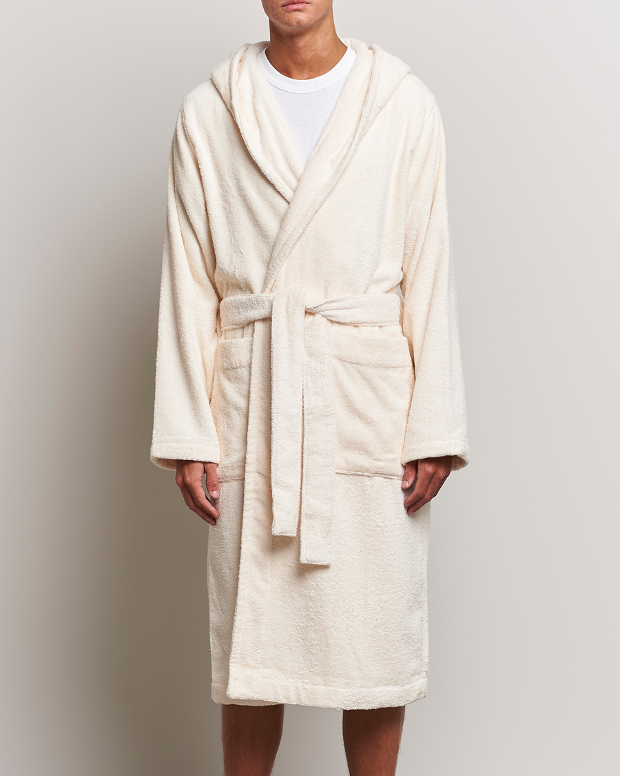 Men | Robes | Tekla | Organic Terry Hooded Bathrobe Ivory