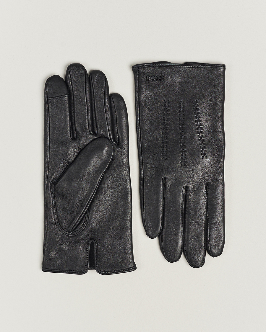Men | BOSS BLACK Hainz Leather Gloves Black | BOSS BLACK | Hainz Leather Gloves Black