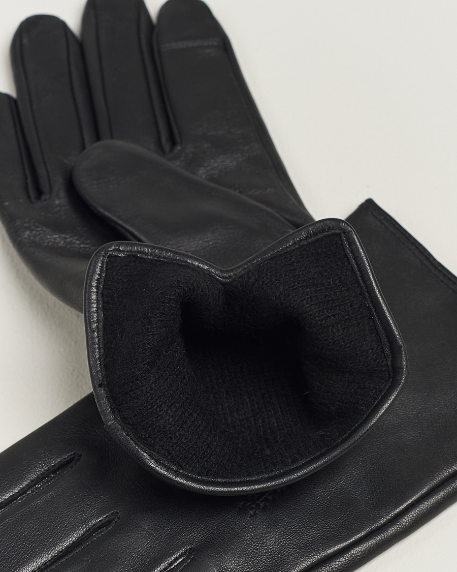 Men | Gloves | BOSS BLACK | Hainz Leather Gloves Black