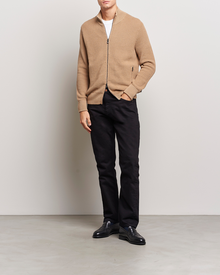 Men | Sweaters & Knitwear | BOSS BLACK | Mabeo Heavy Knitted Full Zip Medium Beige