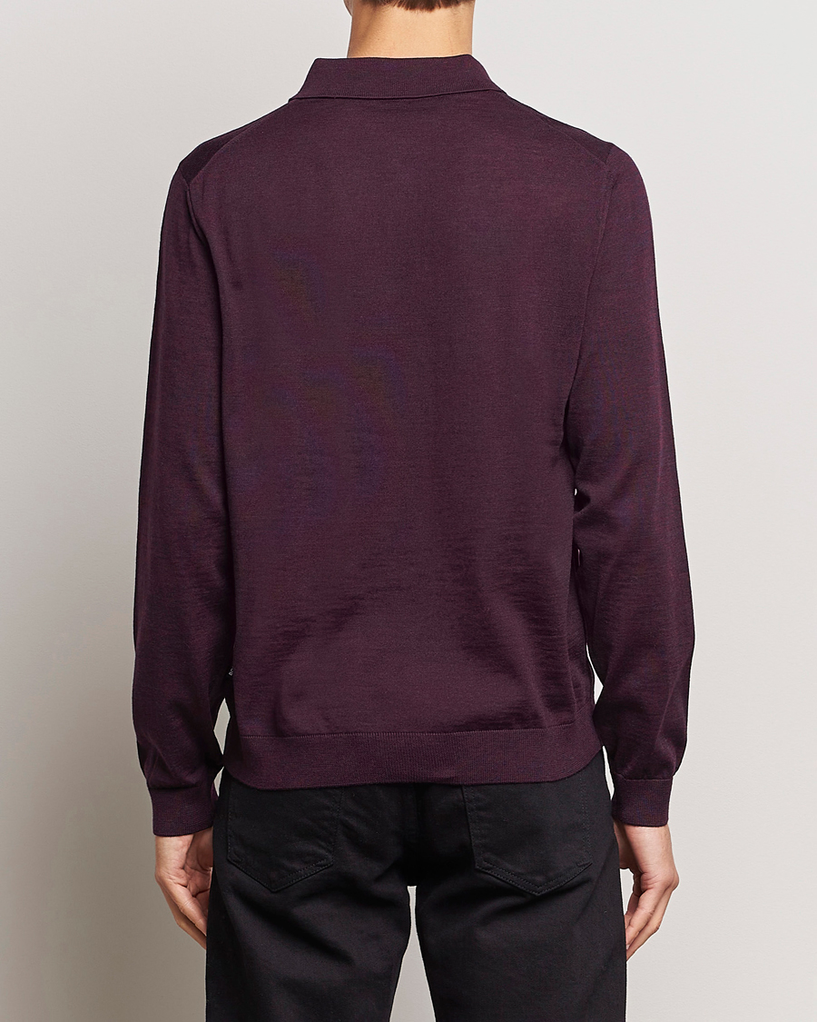 Men | Sweaters & Knitwear | BOSS BLACK | Lancione Merino Knitted Polo Dark Red