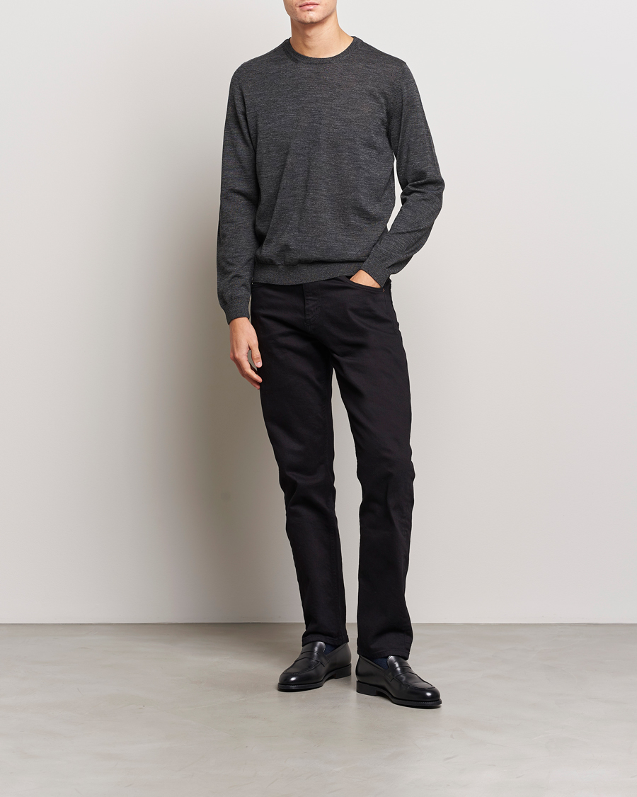 Men | Sweaters & Knitwear | BOSS BLACK | Leno Knitted Sweater Black Melange