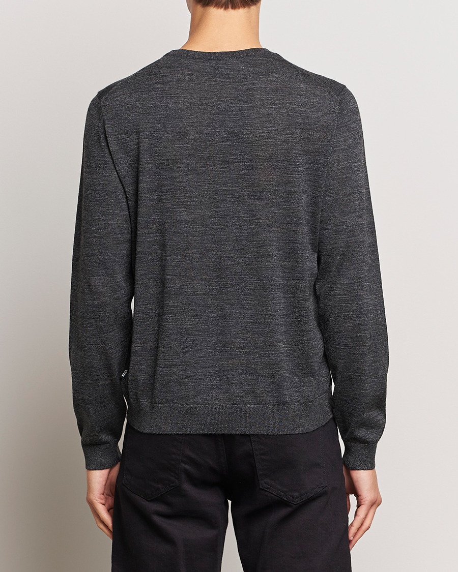 Men | Sweaters & Knitwear | BOSS BLACK | Leno Knitted Sweater Black Melange