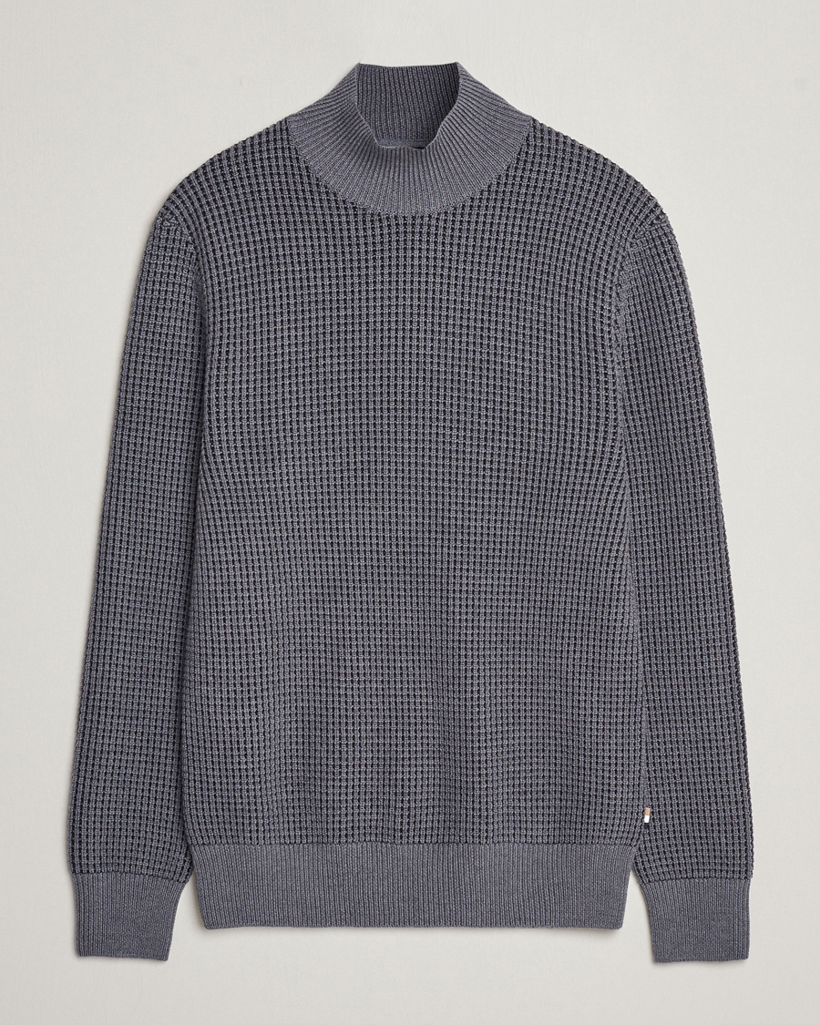 Men | Sweaters & Knitwear | BOSS BLACK | Maurelio Heavy Knitted Polo Medium Grey