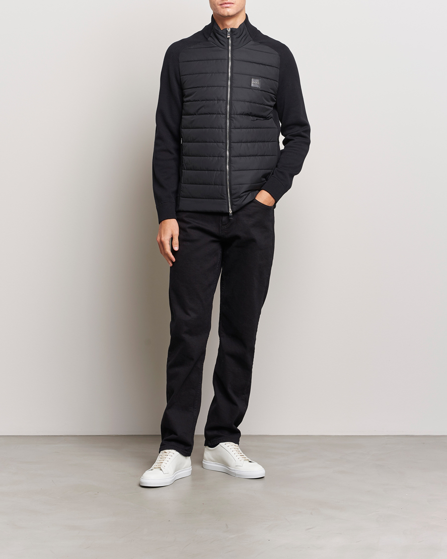 Men | Sweaters & Knitwear | BOSS BLACK | Medesimo Hybrid Full Zip Black