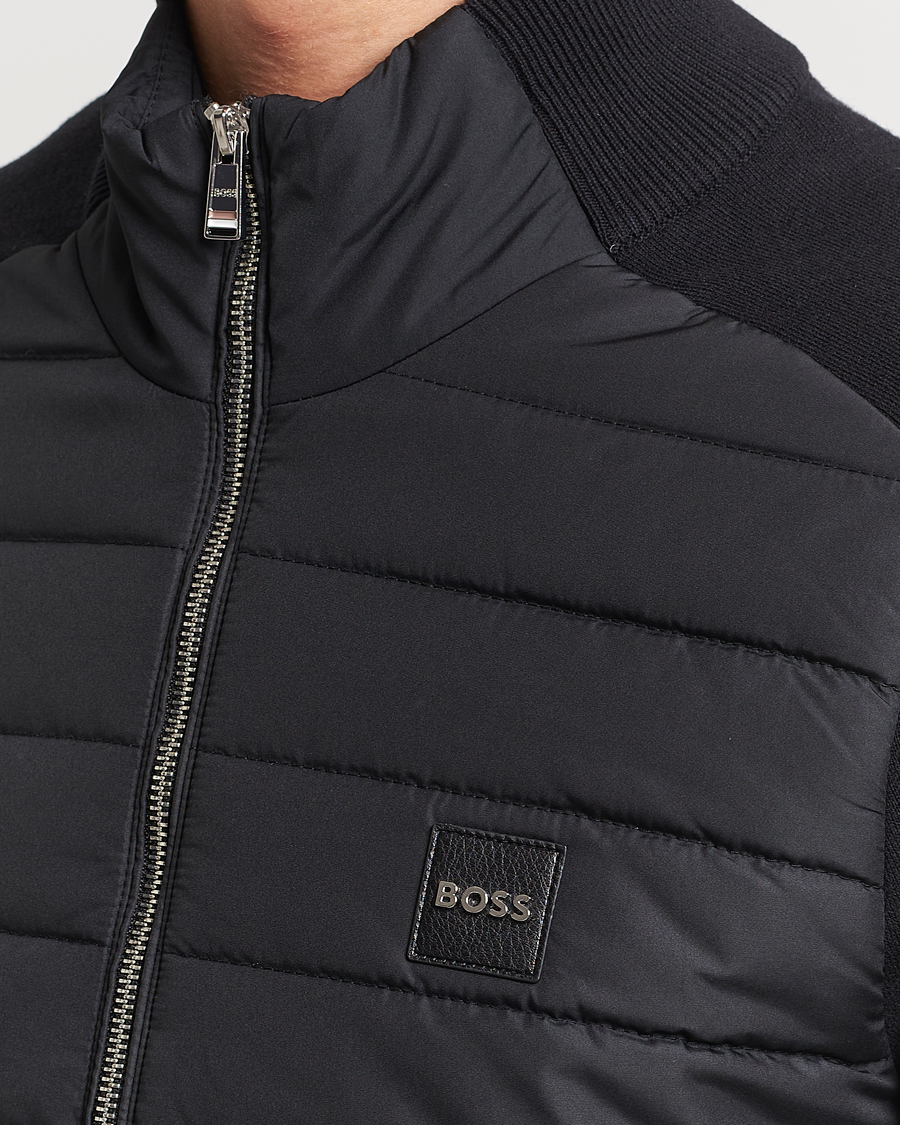Men | Sweaters & Knitwear | BOSS BLACK | Medesimo Hybrid Full Zip Black