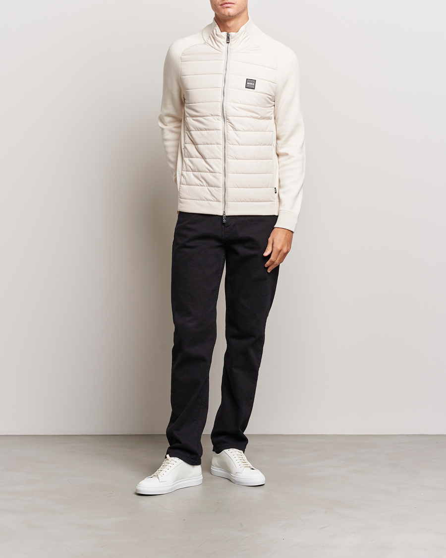 Men | Sweaters & Knitwear | BOSS BLACK | Medesimo Hybrid Full Zip Open White