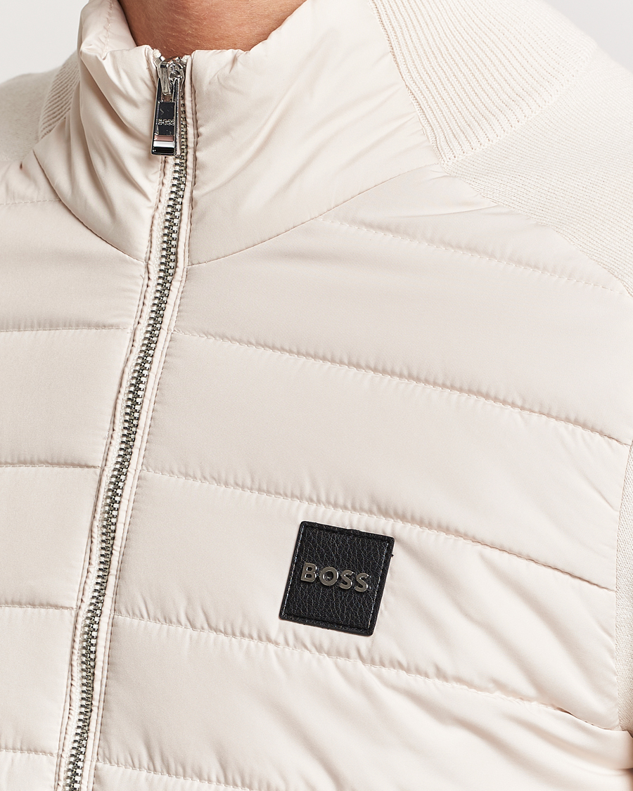 Men | Sweaters & Knitwear | BOSS BLACK | Medesimo Hybrid Full Zip Open White