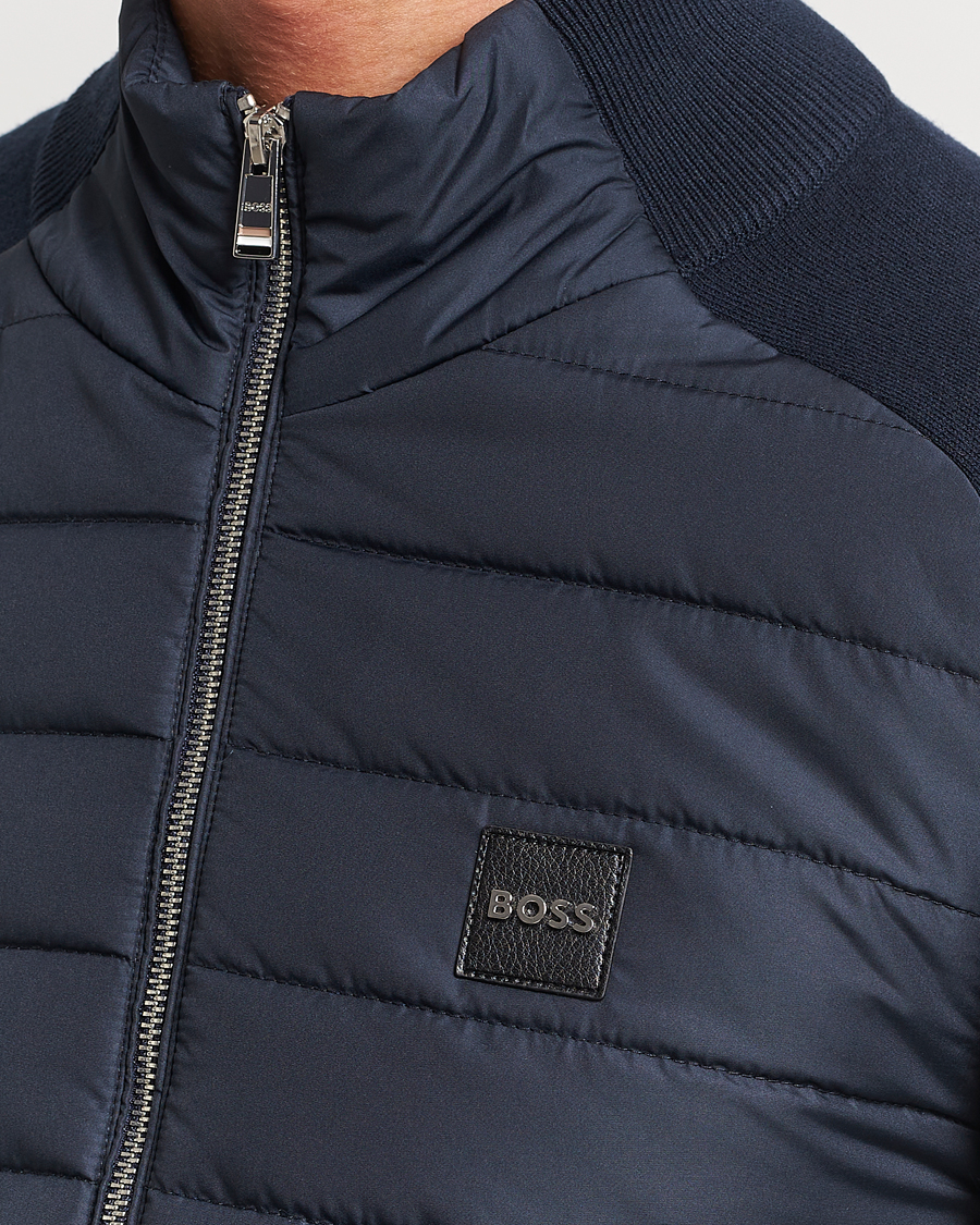 Men | Sweaters & Knitwear | BOSS BLACK | Medesimo Hybrid Full Zip Dark Blue