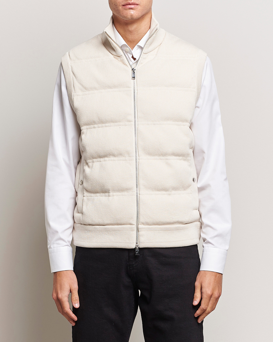 BOSS BLACK Mandolino Corduroy Vest Open White at CareOfCarl.com