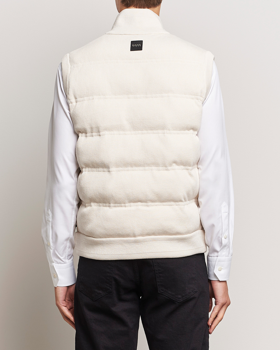 BOSS BLACK Mandolino Corduroy Vest Open White at CareOfCarl.com