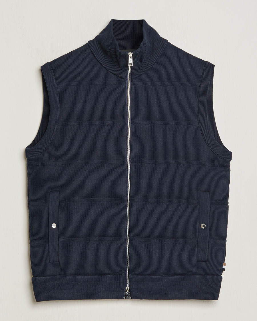 Men | Coats & Jackets | BOSS BLACK | Mandolino Corduroy Vest Dark Blue