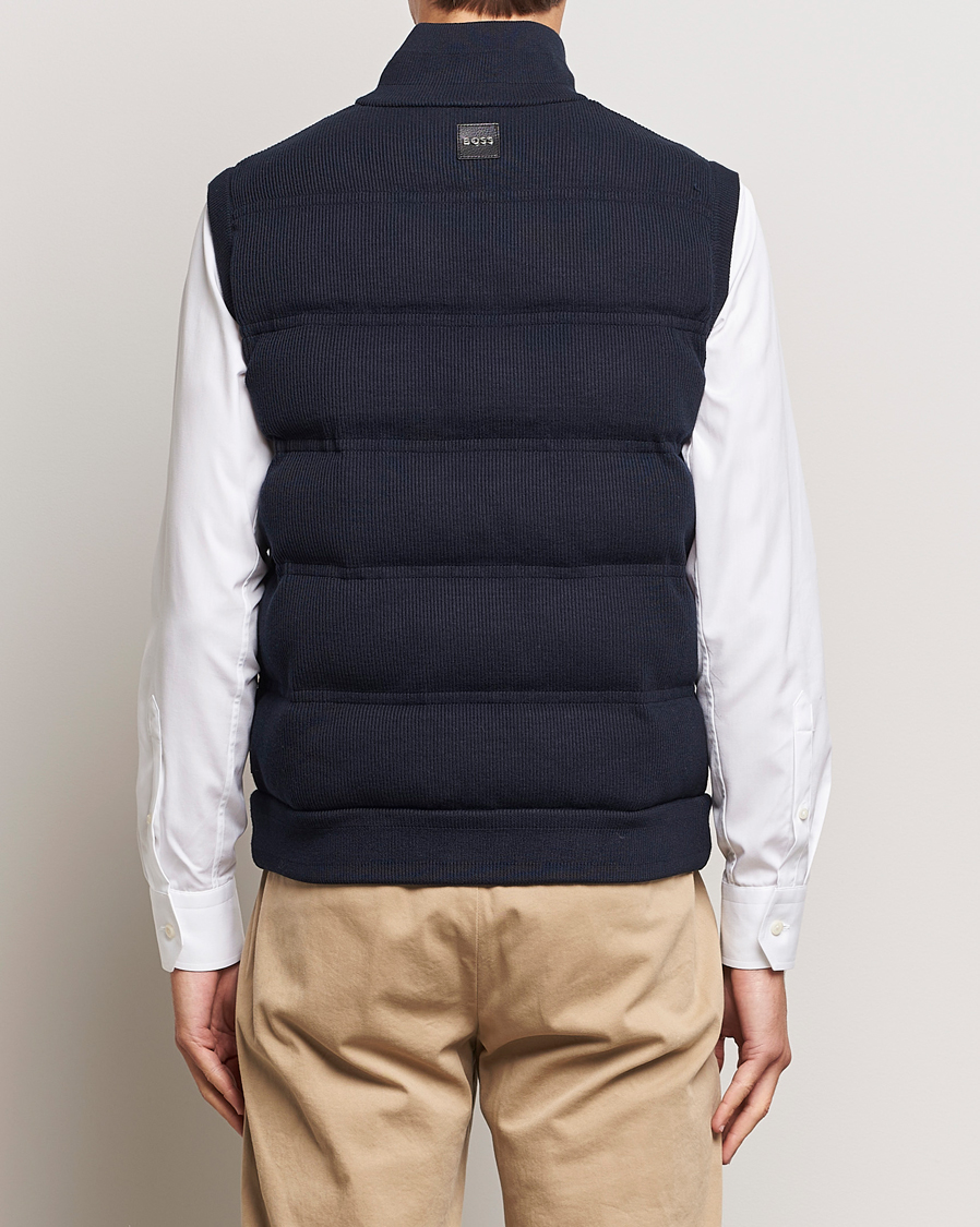BOSS BLACK Mandolino Corduroy Vest Dark Blue at CareOfCarl.com