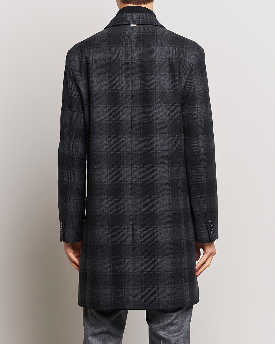 Men | Coats & Jackets | BOSS BLACK | Hyde Wool Checked Coat Black/Grey