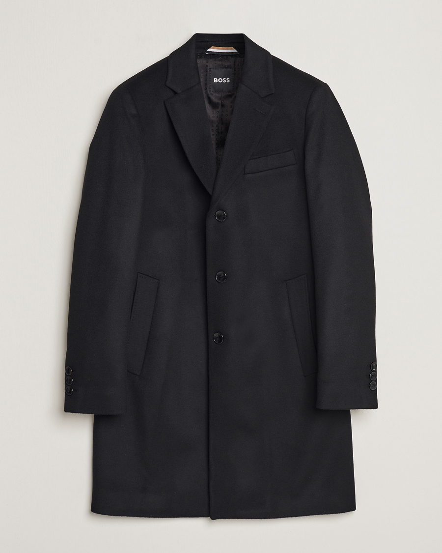 Men | Coats & Jackets | BOSS BLACK | Hyde Wool/Cashmere Coat Black