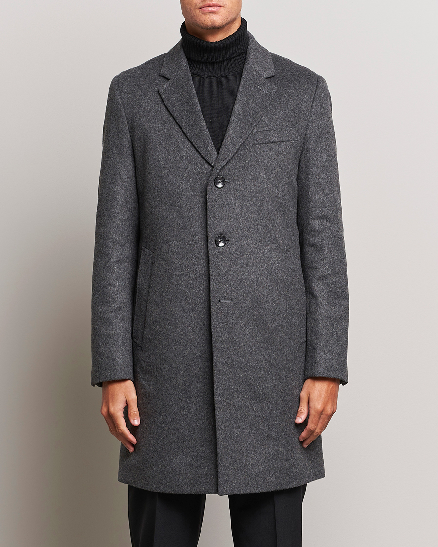 Men | Coats | BOSS BLACK | Hyde Wool/Cashmere Coat Medium Grey