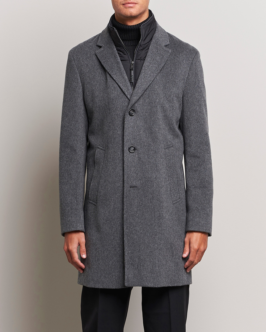 Men | Coats | BOSS BLACK | Hyde Wool Bib Coat Medium Grey