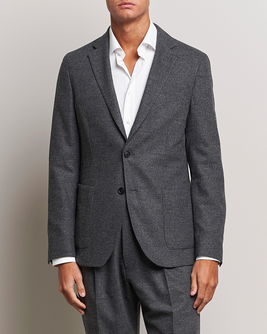 BOSS BLACK Hanry Tech Flannel Blazer Dark Grey at CareOfCarl.com
