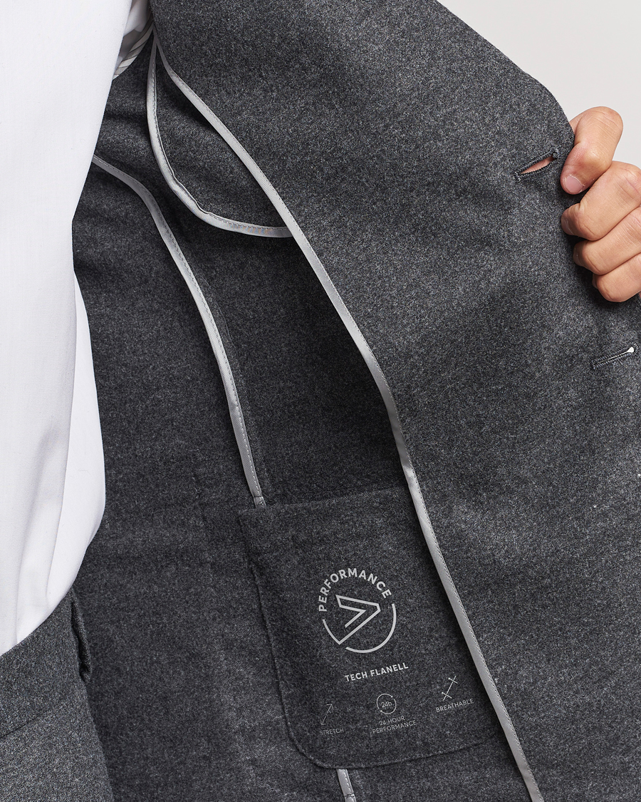 Men | Blazers | BOSS BLACK | Hanry Tech Flannel Blazer Dark Grey