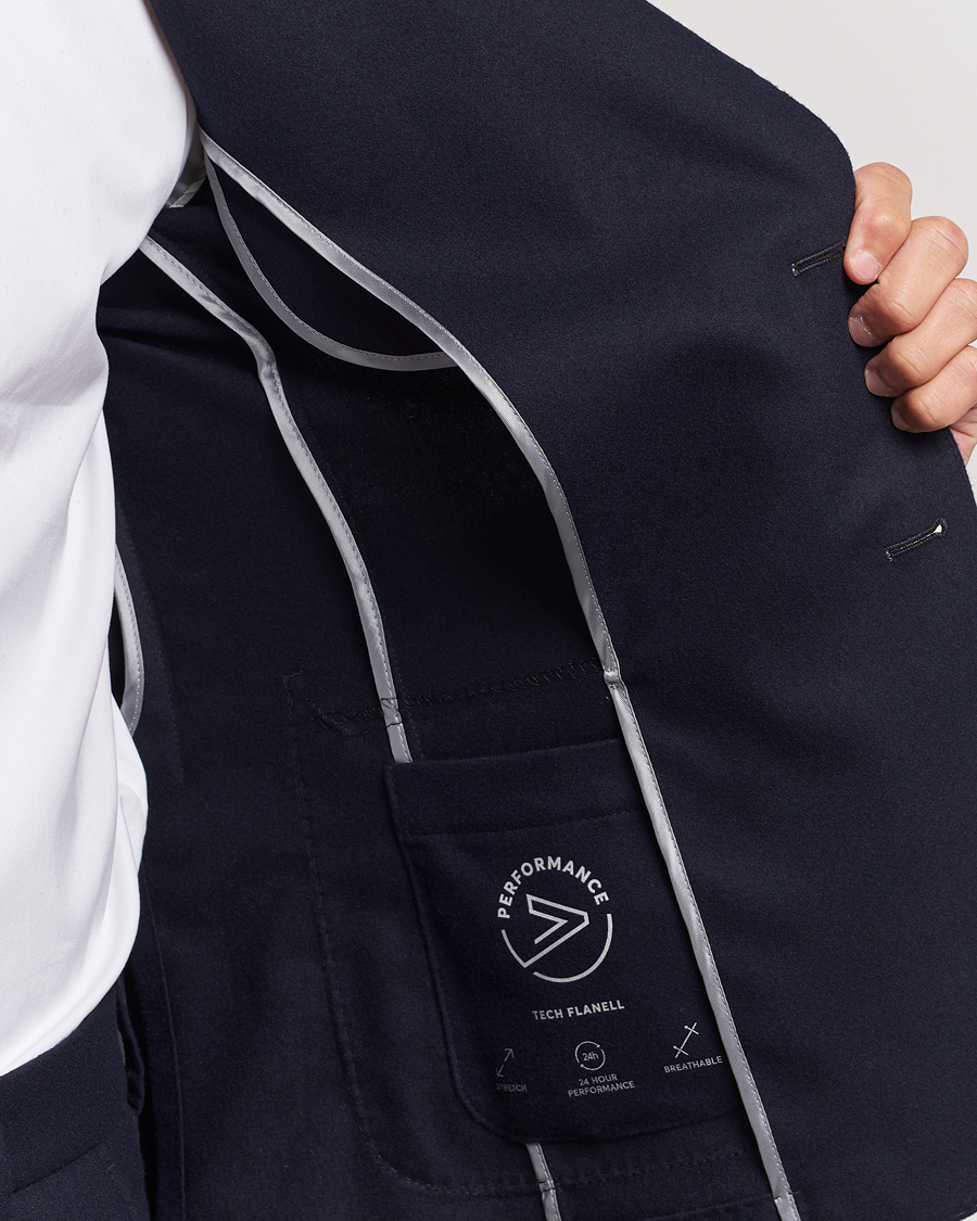 Men | Blazers | BOSS BLACK | Hanry Tech Flannel Blazer Dark Blue