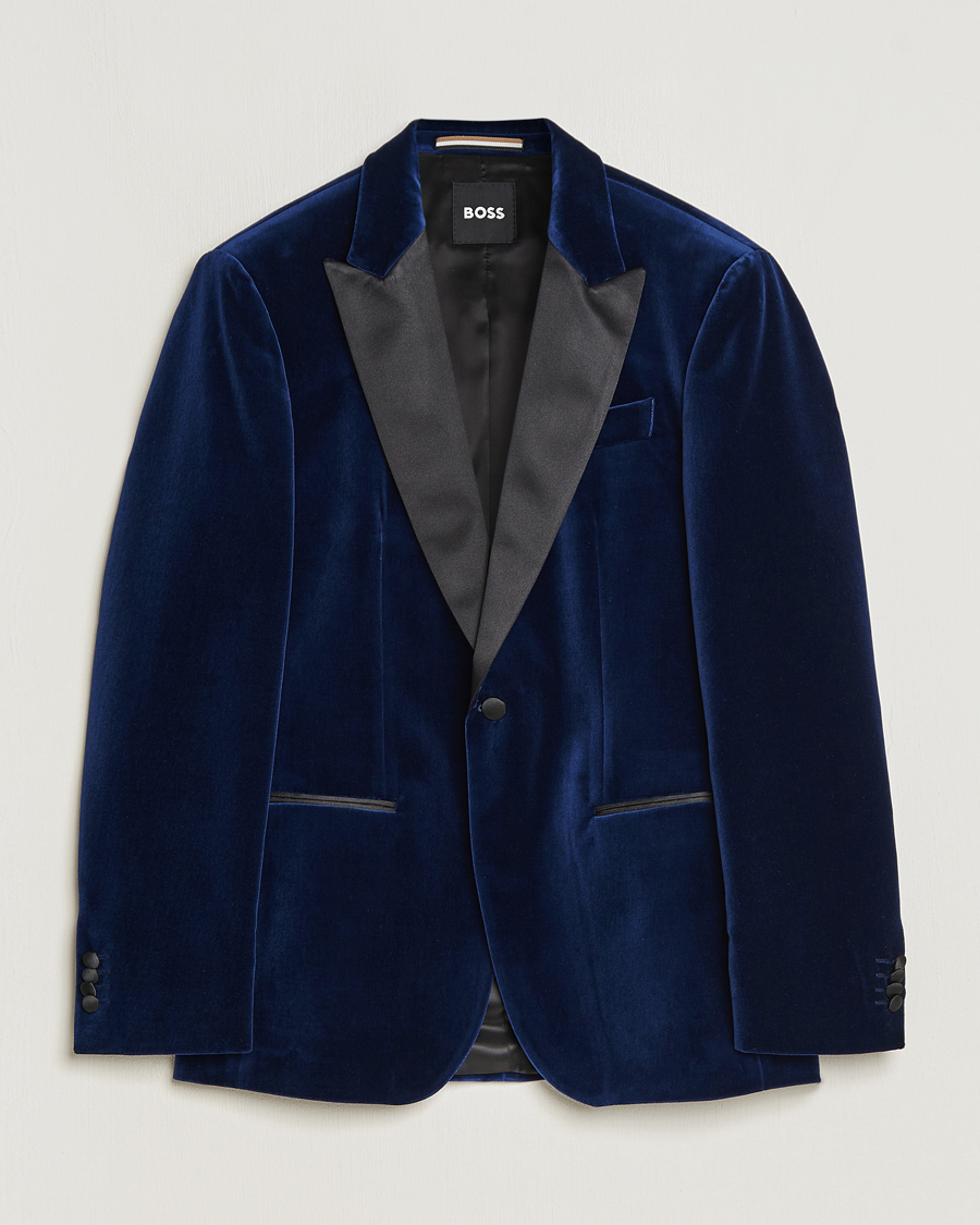 Men | Blazers | BOSS BLACK | Hutson Velvet Tuxedo Blazer Dark Blue