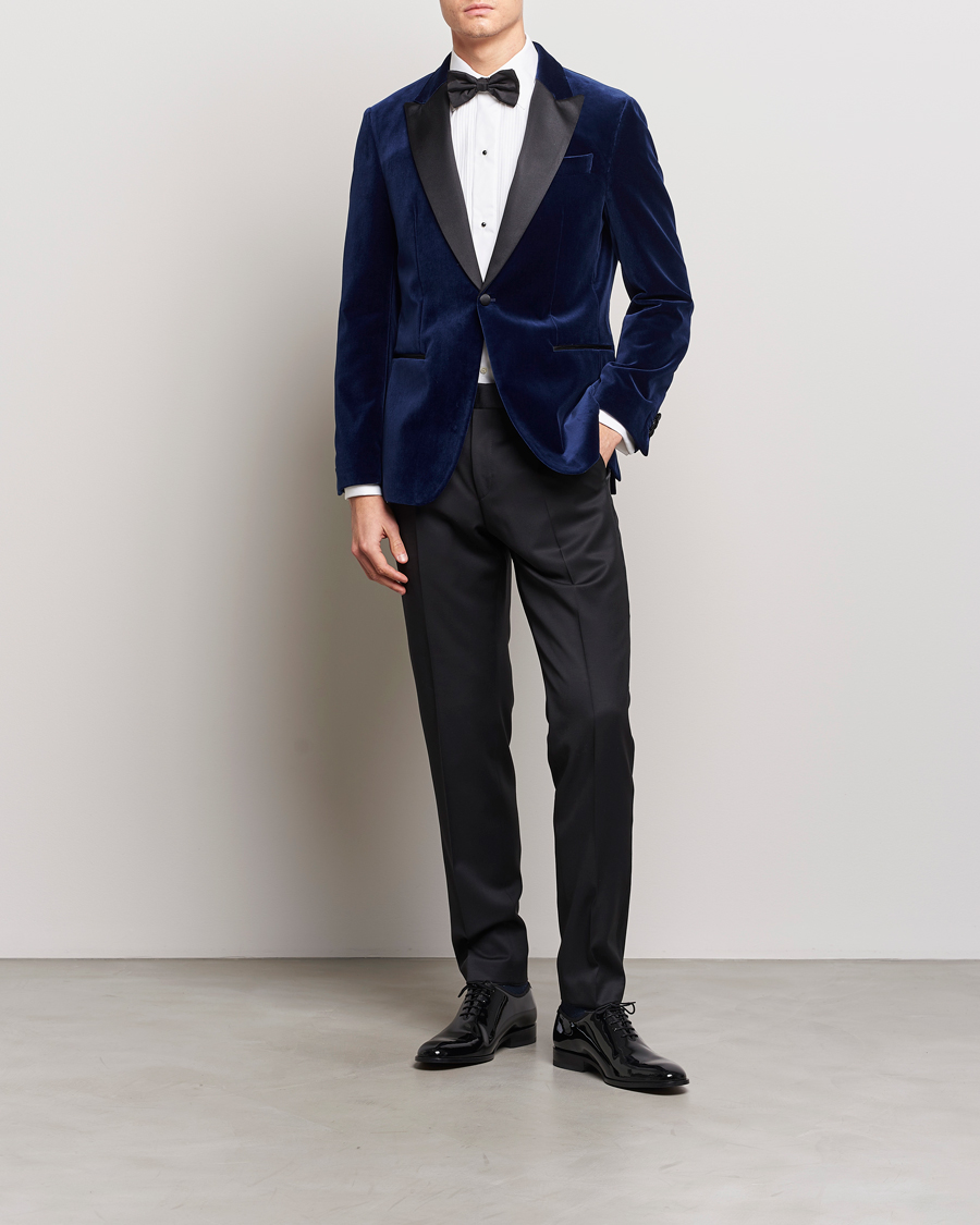 Men | Blazers | BOSS BLACK | Hutson Velvet Tuxedo Blazer Dark Blue