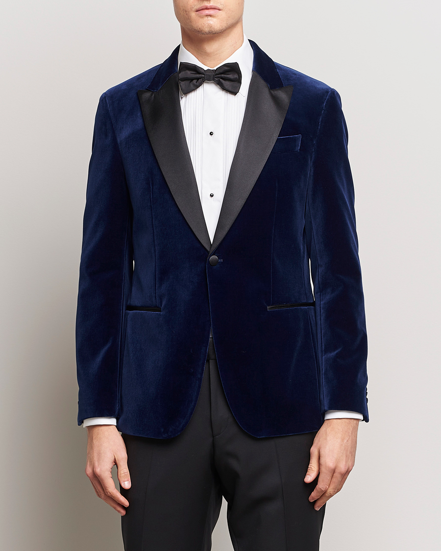 Men | Blazers | BOSS BLACK | Hutson Velvet Tuxedo Blazer Dark Blue