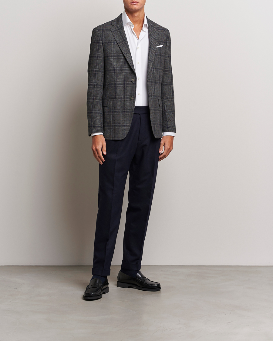 Men | Blazers | BOSS BLACK | Hutson Checked Wool Blazer Dark Grey