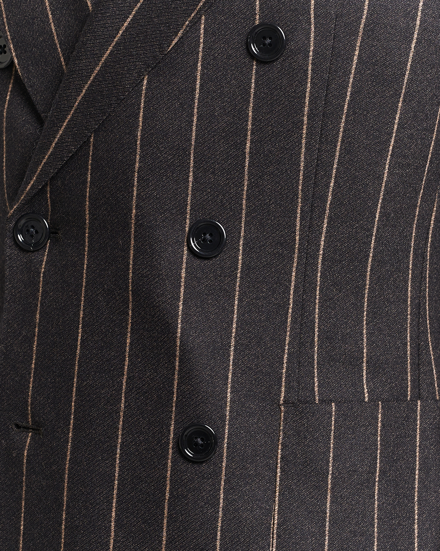 Men | Suits | BOSS BLACK | Huge Double Breasted Pinstripe Suit Dark Brown