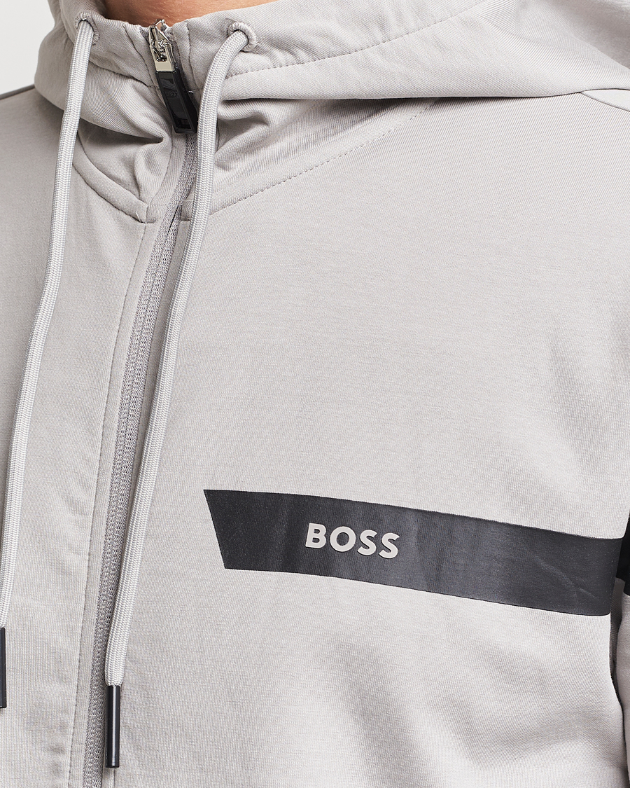 Men | Sweaters & Knitwear | BOSS GREEN | Saggy Full Zip Hoodie Open Grey
