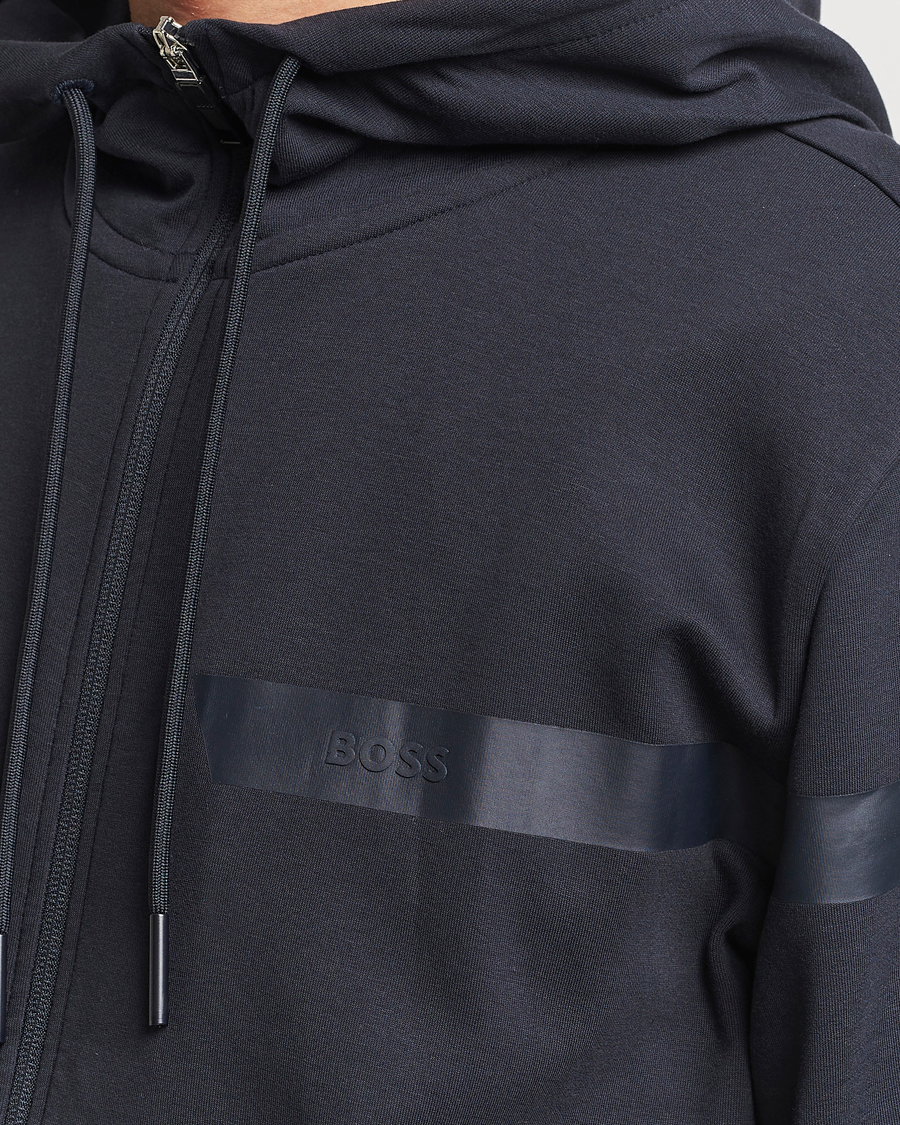 Men | Sweaters & Knitwear | BOSS GREEN | Saggy Full Zip Hoodie Dark Blue