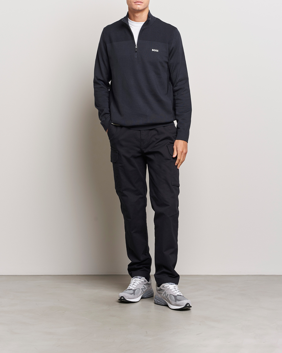 Men | Sweaters & Knitwear | BOSS GREEN | Momentum Knitted Half Zip Dark Blue