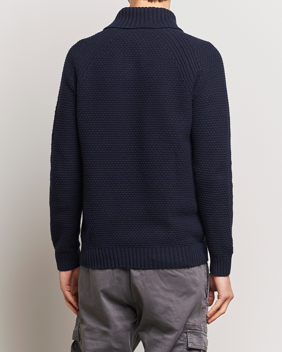 Men | Sweaters & Knitwear | BOSS ORANGE | Amado Heavy Knitted Shawl Collar Sweater Dark Blue