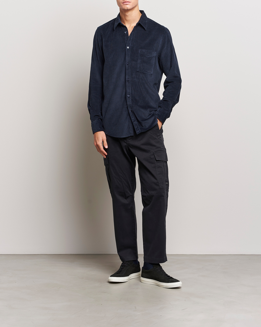 Men | Shirts | BOSS ORANGE | Relegant Corduroy Shirt Dark Blue