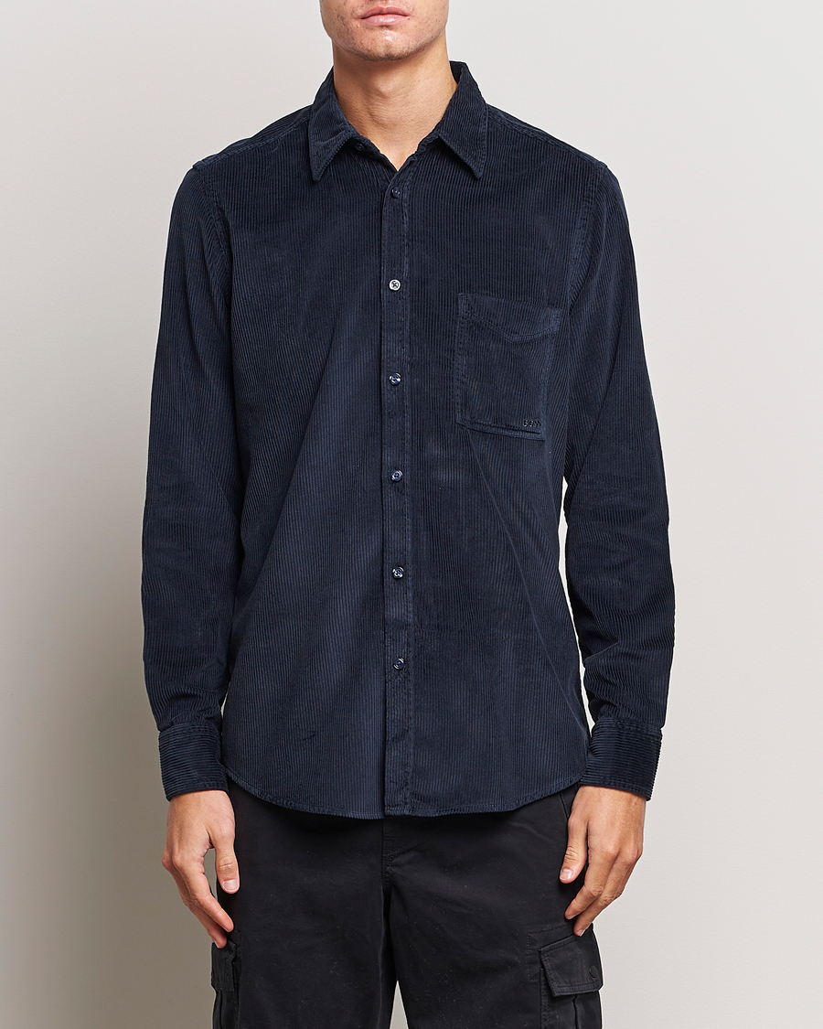 Men | Shirts | BOSS ORANGE | Relegant Corduroy Shirt Dark Blue