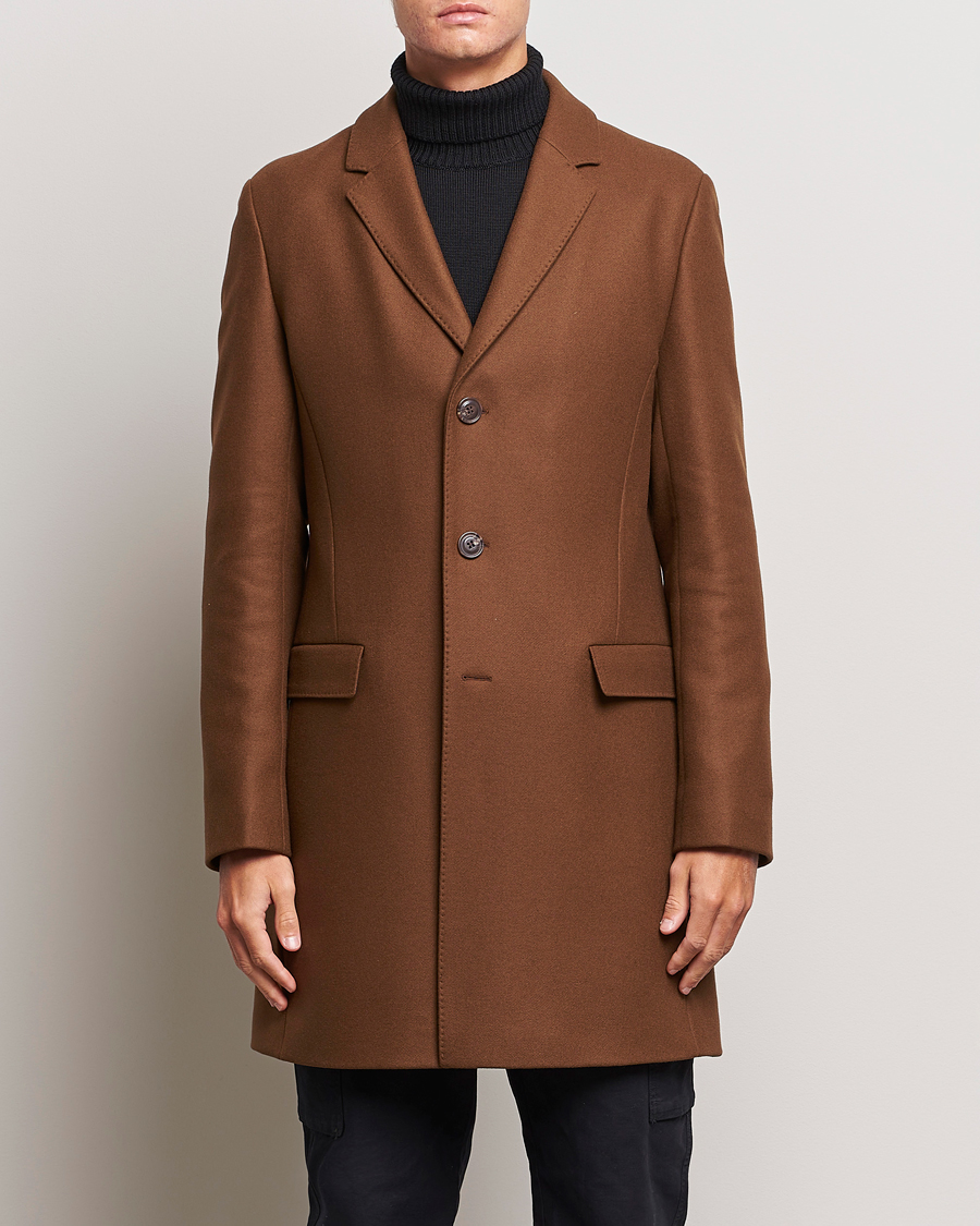 Men | Coats | HUGO | Migor Wool Coat Rust