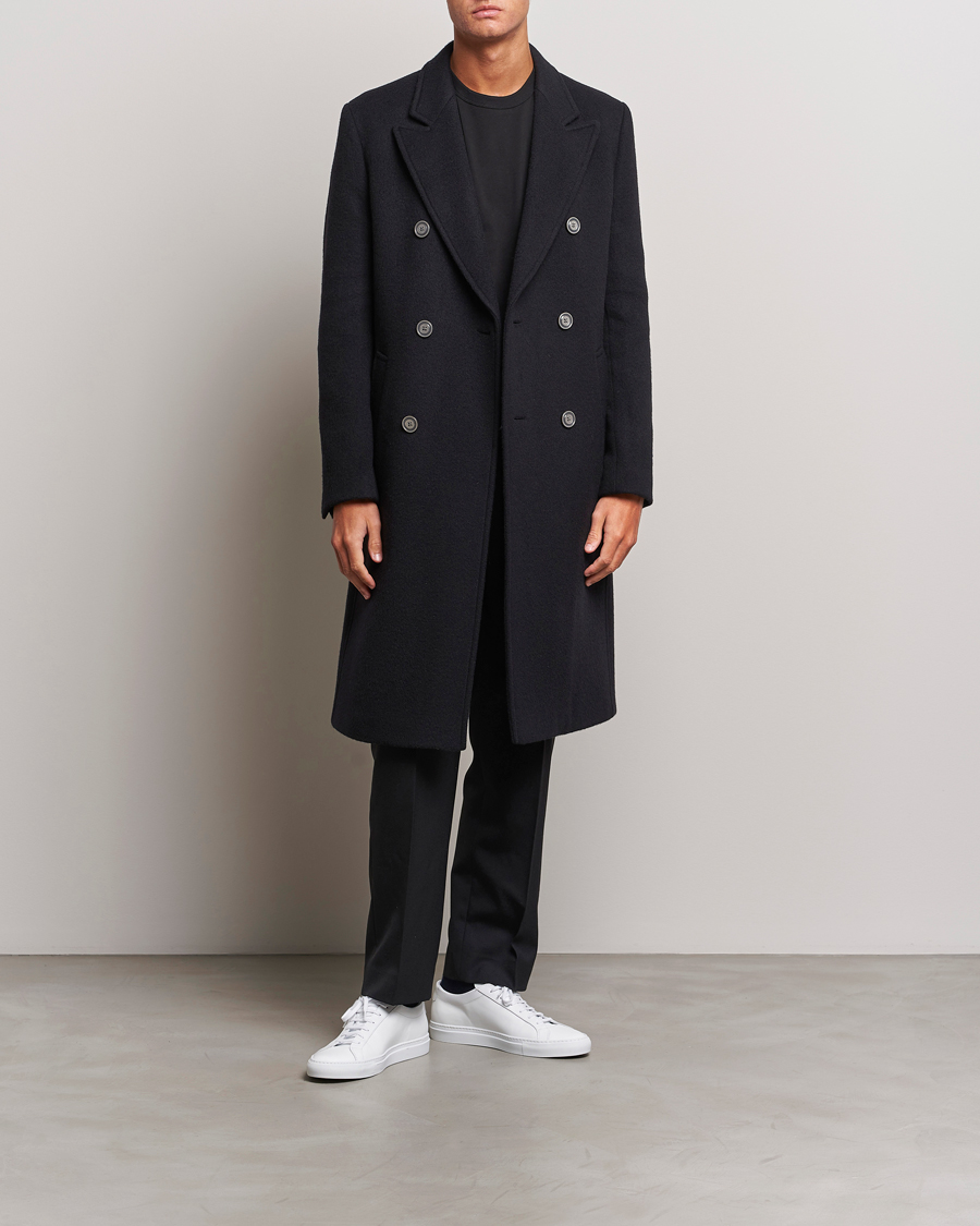 Men | Coats & Jackets | HUGO | Miroy Wool Double Breasted Coat Black