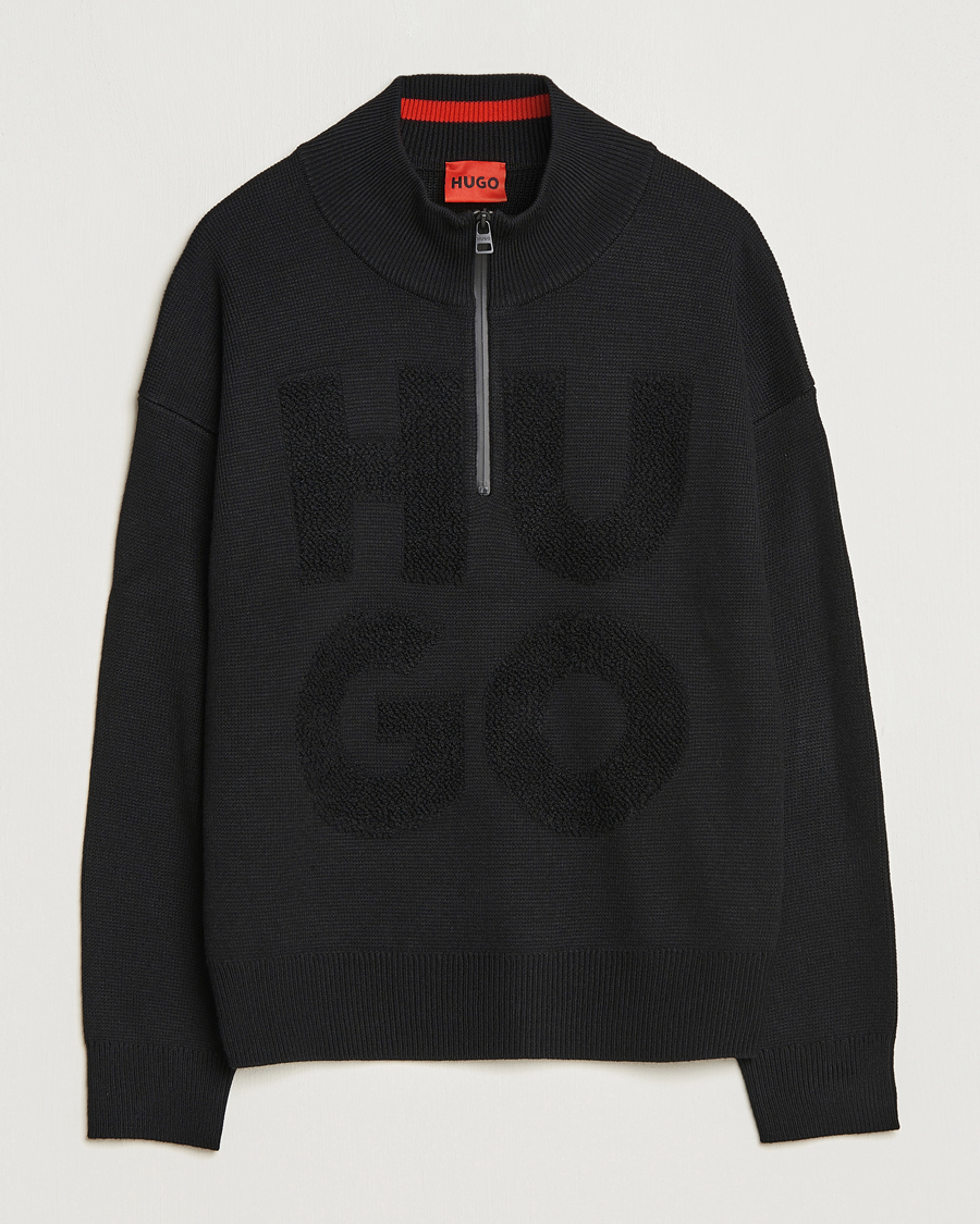 Men | Sweaters & Knitwear | HUGO | Sonel Knitted Half Zip Black
