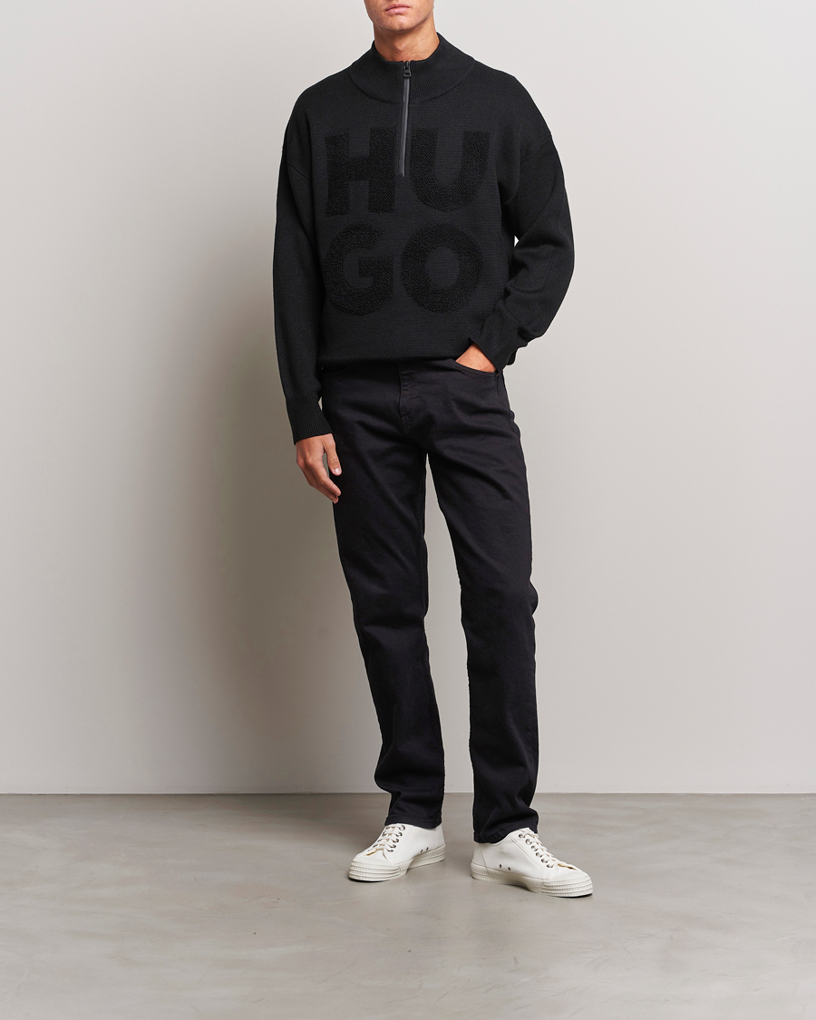 Men | Sweaters & Knitwear | HUGO | Sonel Knitted Half Zip Black