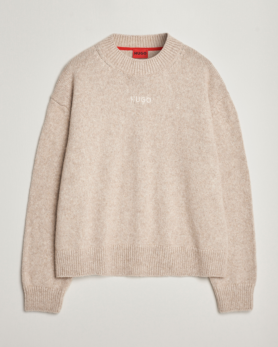 Men | Sweaters & Knitwear | HUGO | Seese Knitted Sweater Light Beige