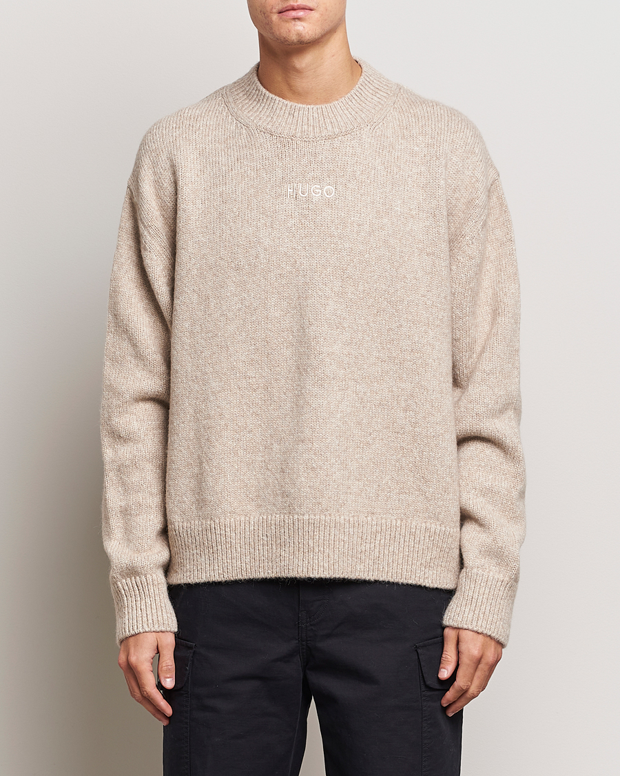 Men | Sweaters & Knitwear | HUGO | Seese Knitted Sweater Light Beige