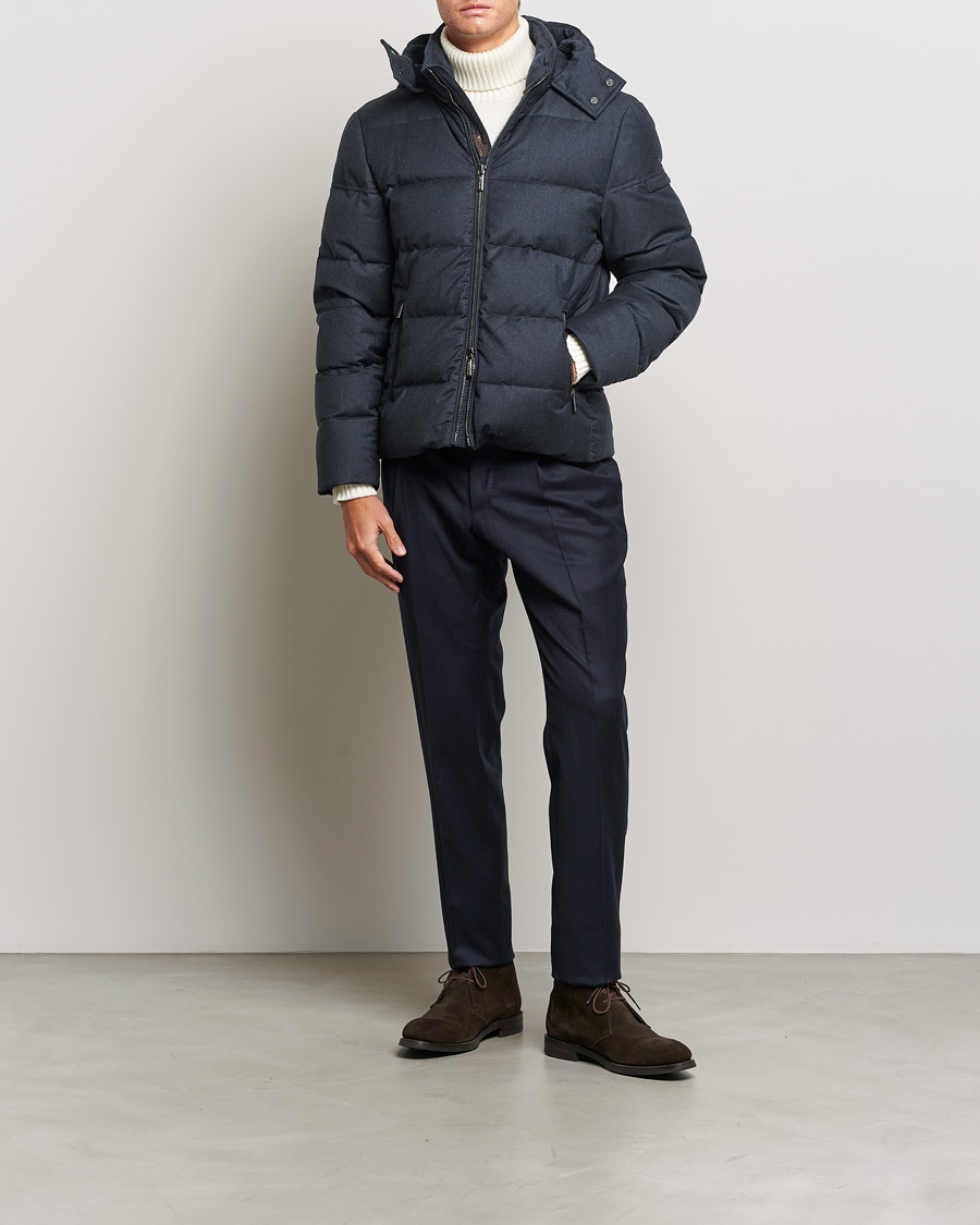 Men | Coats & Jackets | MooRER | Brett Wool/Cashmere Hooded Jacket Blue Grey