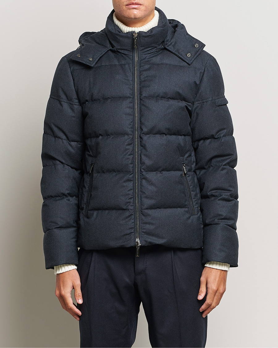 Men | Coats & Jackets | MooRER | Brett Wool/Cashmere Hooded Jacket Blue Grey