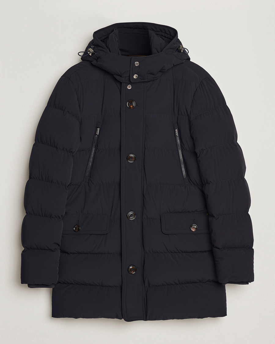 Men | Coats & Jackets | MooRER | Gorner Water resistant Nylon Parka Navy