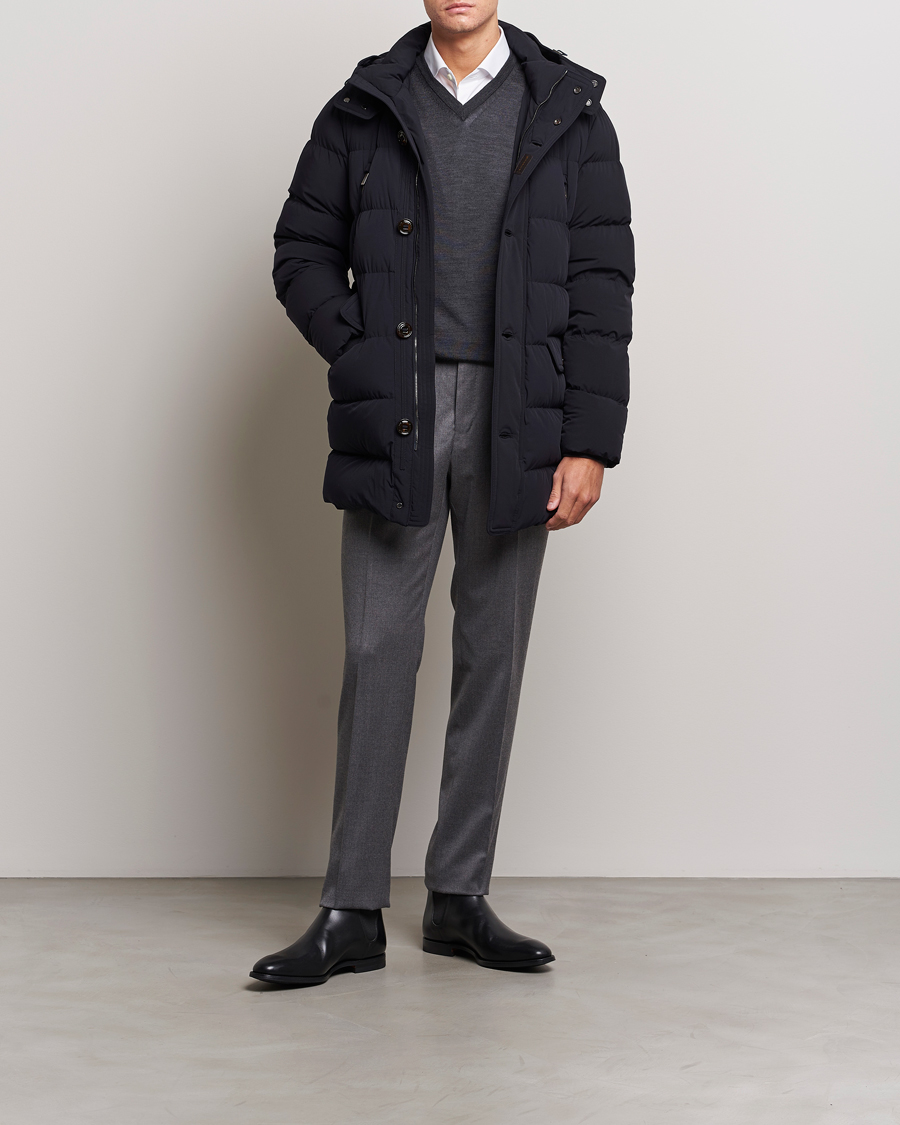 Men | Coats & Jackets | MooRER | Gorner Water resistant Nylon Parka Navy