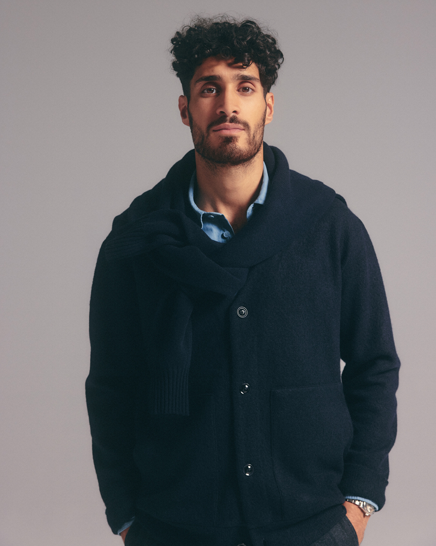 Men | Sweaters & Knitwear | NN07 | Ice Boiled Wool Cardigan Navy Blue