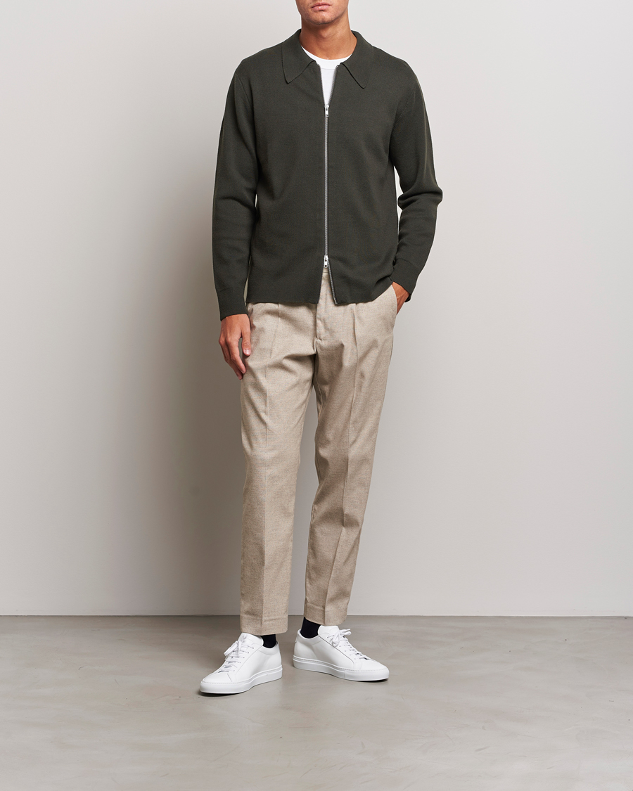 Men | Sweaters & Knitwear | NN07 | Harald Knitted Full Zip Dark Green