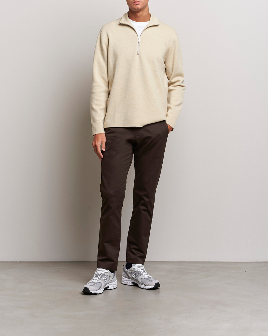 Men | Sweaters & Knitwear | NN07 | Harald Cotton/Modal Half Zip Ecru
