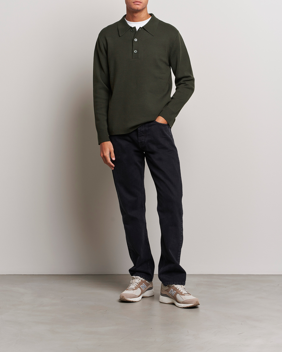 Men | Sweaters & Knitwear | NN07 | Harald Knitted Polo Dark Green